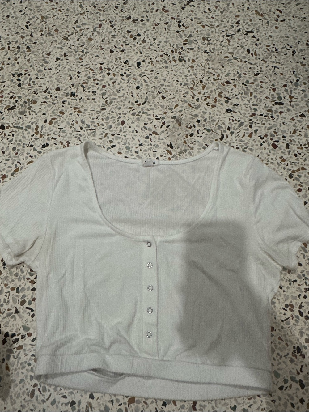 Garage White Scoop-Neck Button-Front Crop Top
